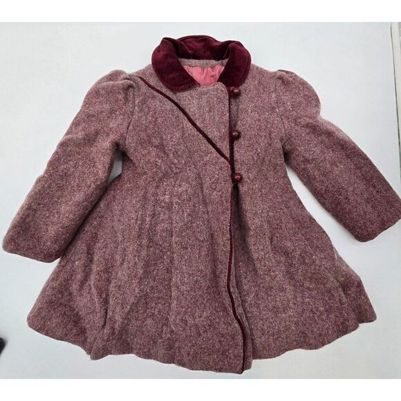 Vintage Rothchild Girls Wool Coat W Velvet Collar & Button Details made in USA - Picture 3 of 12